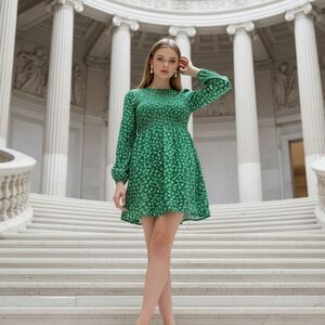 Eesome Green Long Sleeve Dress